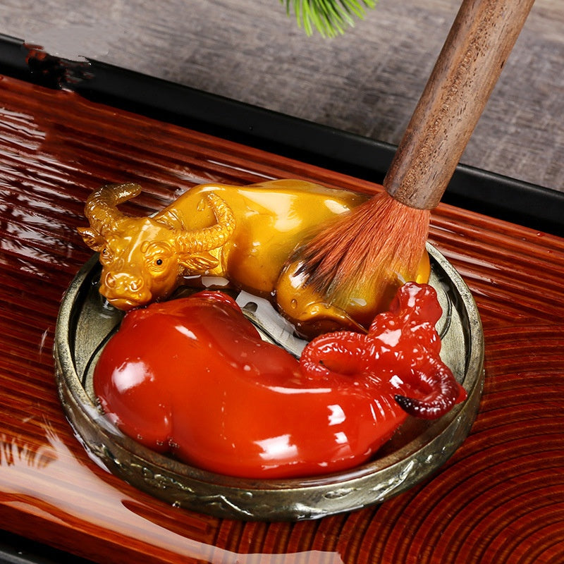 Color-changing tea pets, a pair of cow figurines, Zen creative tea play, kung Fu tea set accessories