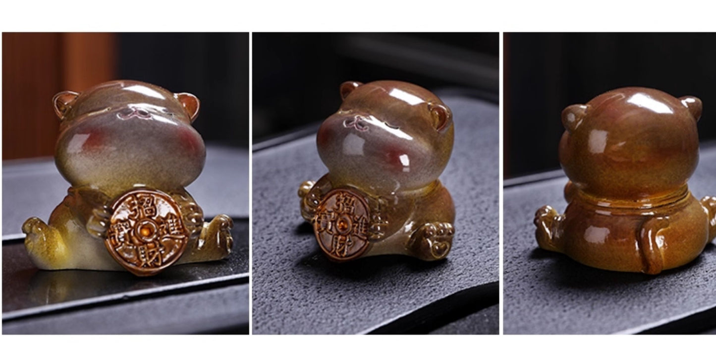 Color-changing and wealth-attracting little cat tea table and tea pet decoration