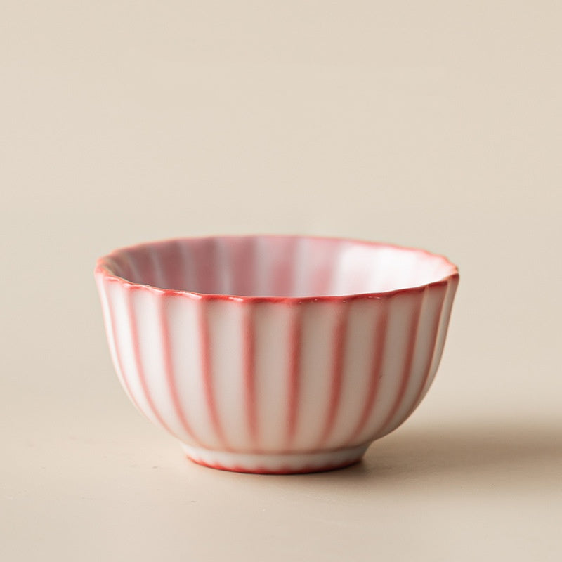 Lard jelly powder Ru Kiln petal cup ceramic tea set with tea pet (Pink)