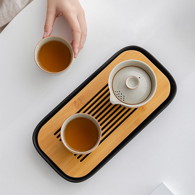 Covered bowl Porcelain Quick Guest Cup,and Cup Set Small Teaset with Lid for Home Gifting Outdoor and Office(Gray)