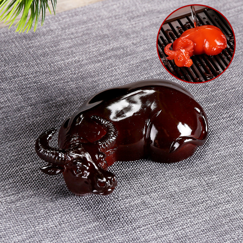 Color-changing tea pets, a pair of cow figurines, Zen creative tea play, kung Fu tea set accessories