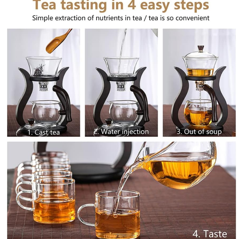 Semi automatic glass palace lamp magnetic tea set