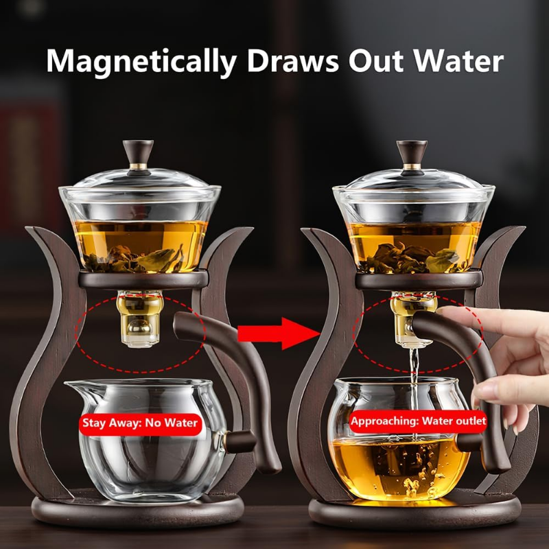Semi automatic glass palace lamp magnetic tea set