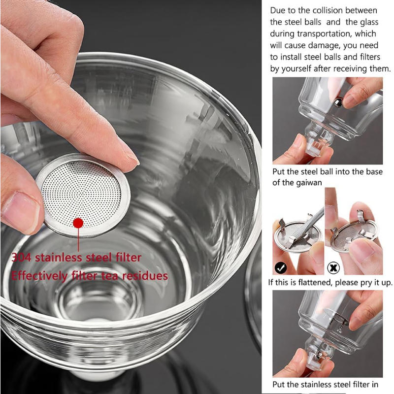 Semi automatic glass palace lamp magnetic tea set