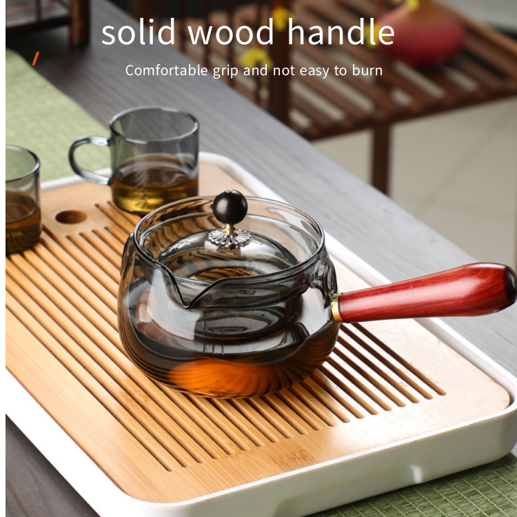 Glass Teapot with Infuser, 360 Rotation Gongfu Teapot
