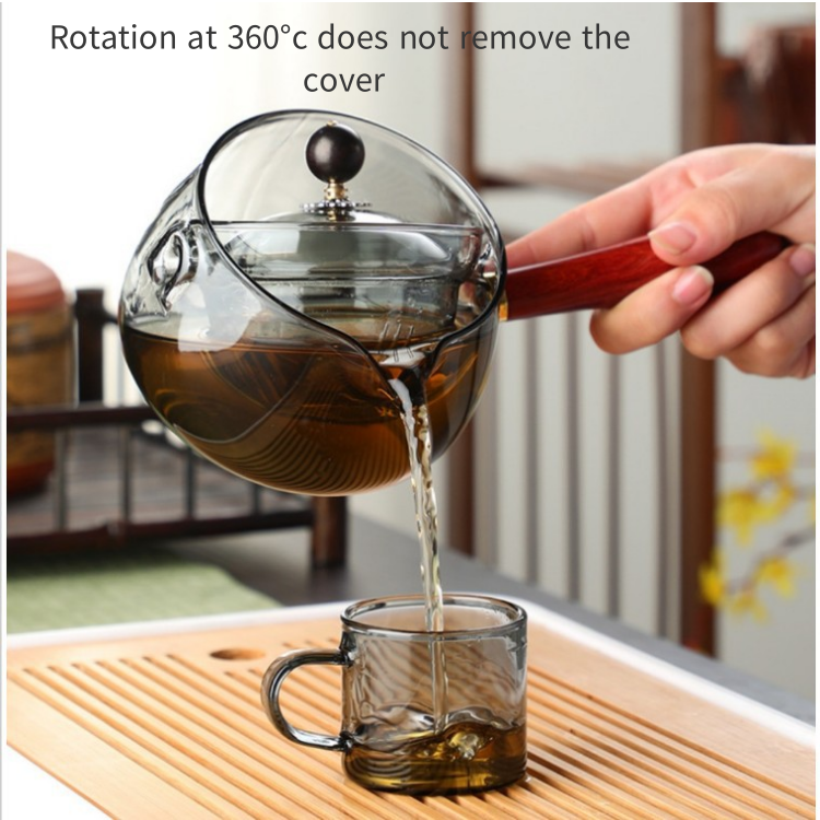 Glass Teapot with Infuser, 360 Rotation Gongfu Teapot