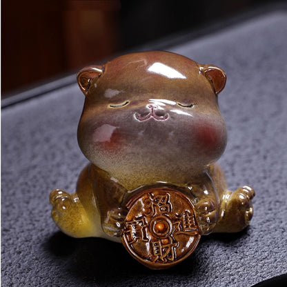 Color-changing and wealth-attracting little cat tea table and tea pet decoration