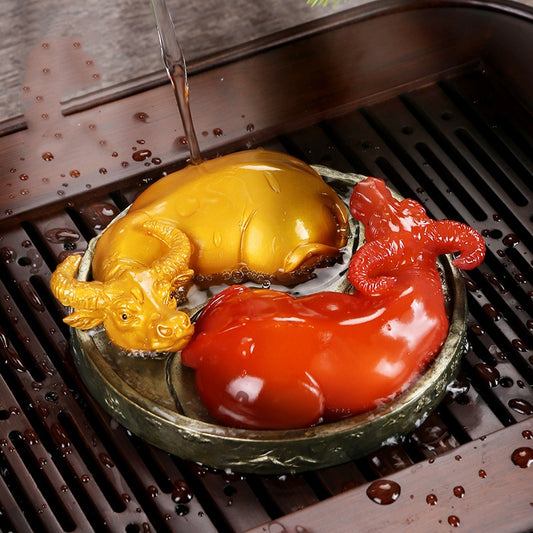 Color-changing tea pets, a pair of cow figurines, Zen creative tea play, kung Fu tea set accessories