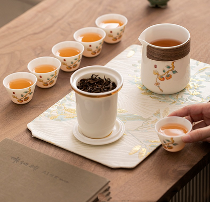Persimmon Travel Tea set, portable and portable, with a good meaning of everything going well, Quick Guest Cup (White)