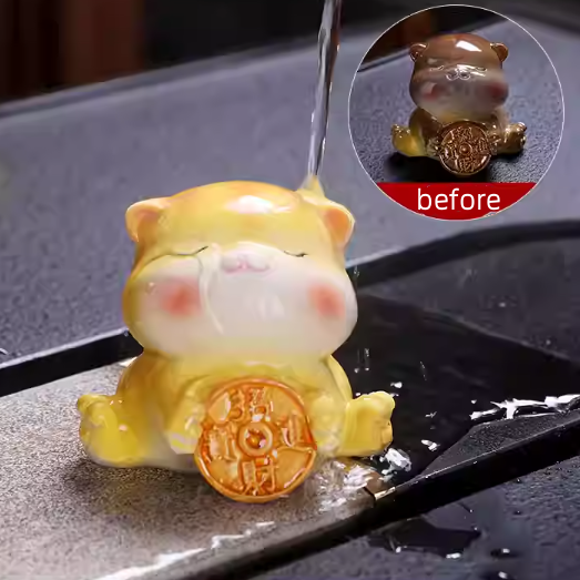 Color-changing and wealth-attracting little cat tea table and tea pet decoration