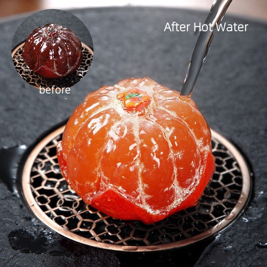 Orange Shape Resin Tea Pet, Color Changing with Hot Tea, Meaning Good Luck & Fortune, Fun Novelty Gift for Tea Lovers