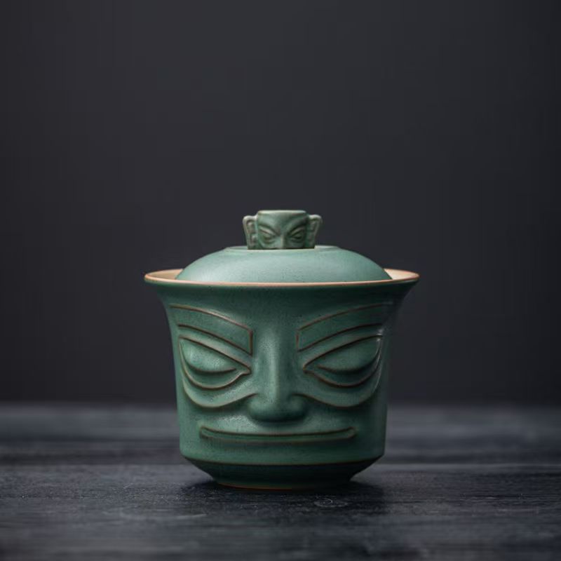 Sanxingdui Portable Travel Tea Set, Ceramic Cultural and creative Quick Guest Cup, portable tea set