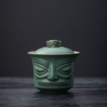 Sanxingdui Portable Travel Tea Set, Ceramic Cultural and creative Quick Guest Cup, portable tea set