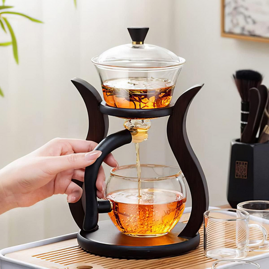 Semi automatic glass palace lamp magnetic tea set