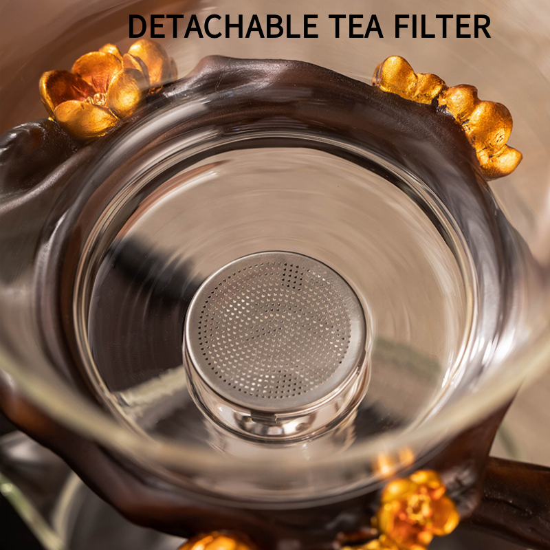 Semi Automatic Glass Teapot Set  (Bird)