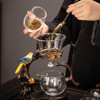 Semi Automatic Glass Teapot Set  (Bird)