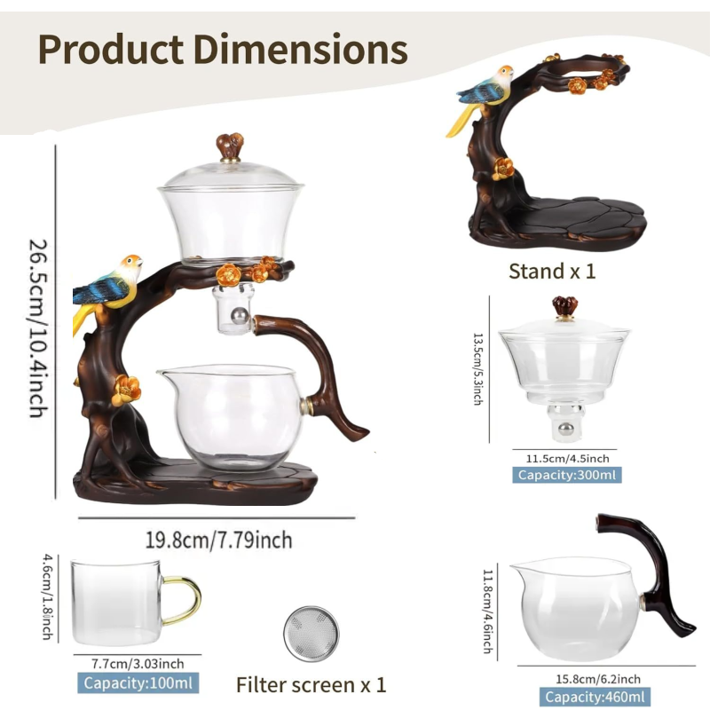 Kungfu Glass Tea Set Automatic Glass Teapot Set (Bird)