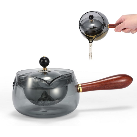 Théière en verre avec infuseur, théière Gongfu rotative à 360° 