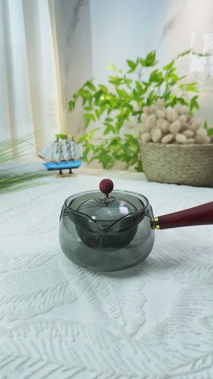Glass Teapot with Infuser, 360 Rotation Gongfu Teapot